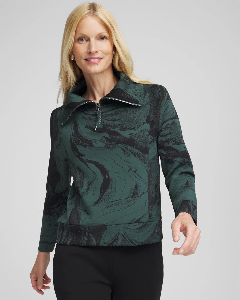 Zenergy® Marble Scuba Zipper Sweatshirt