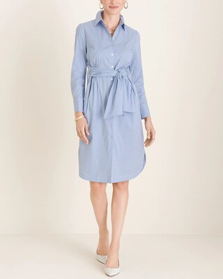 Striped Tie-Waist Shirt Dress