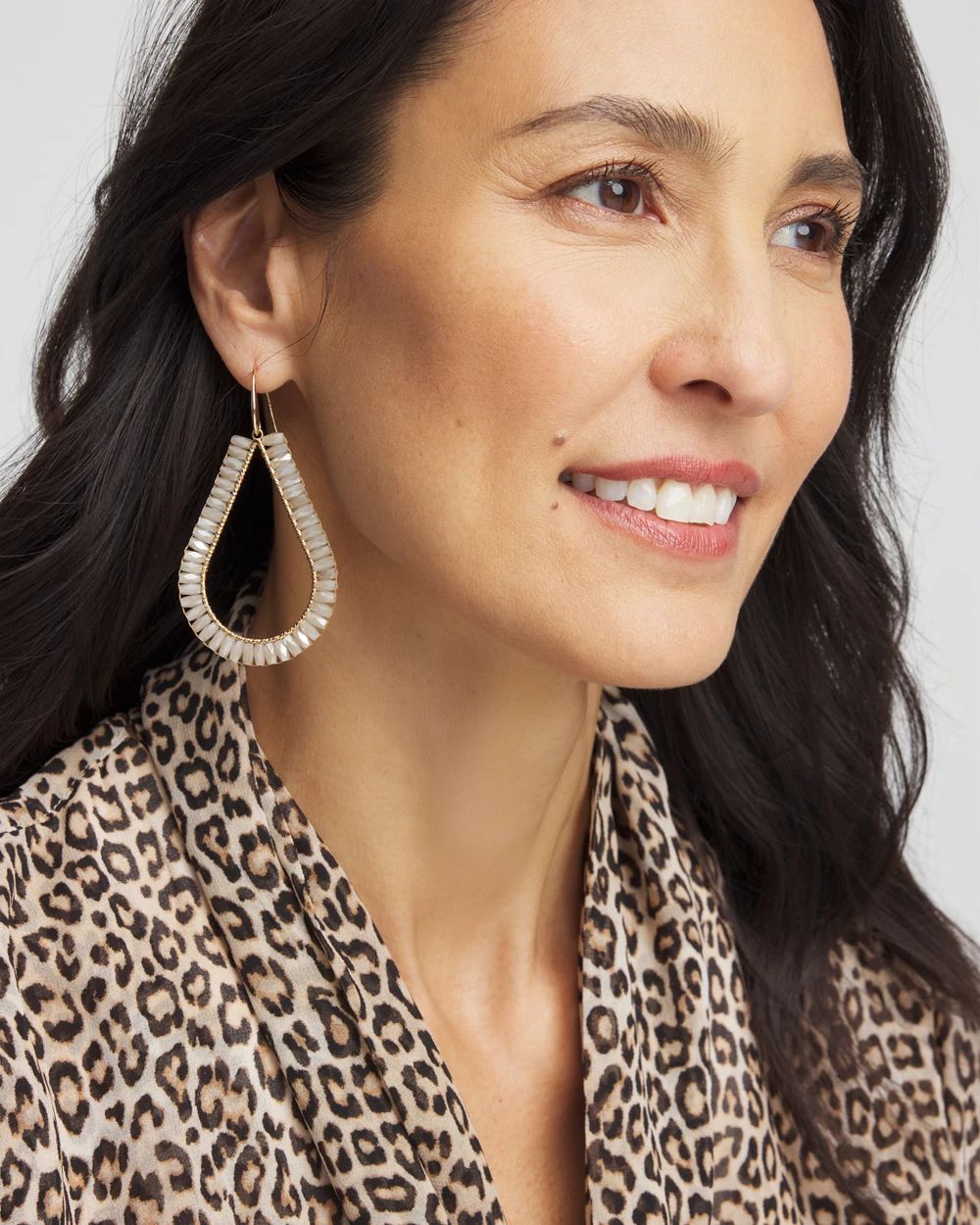 No Droop® Neutral Beaded Teardrop Earrings