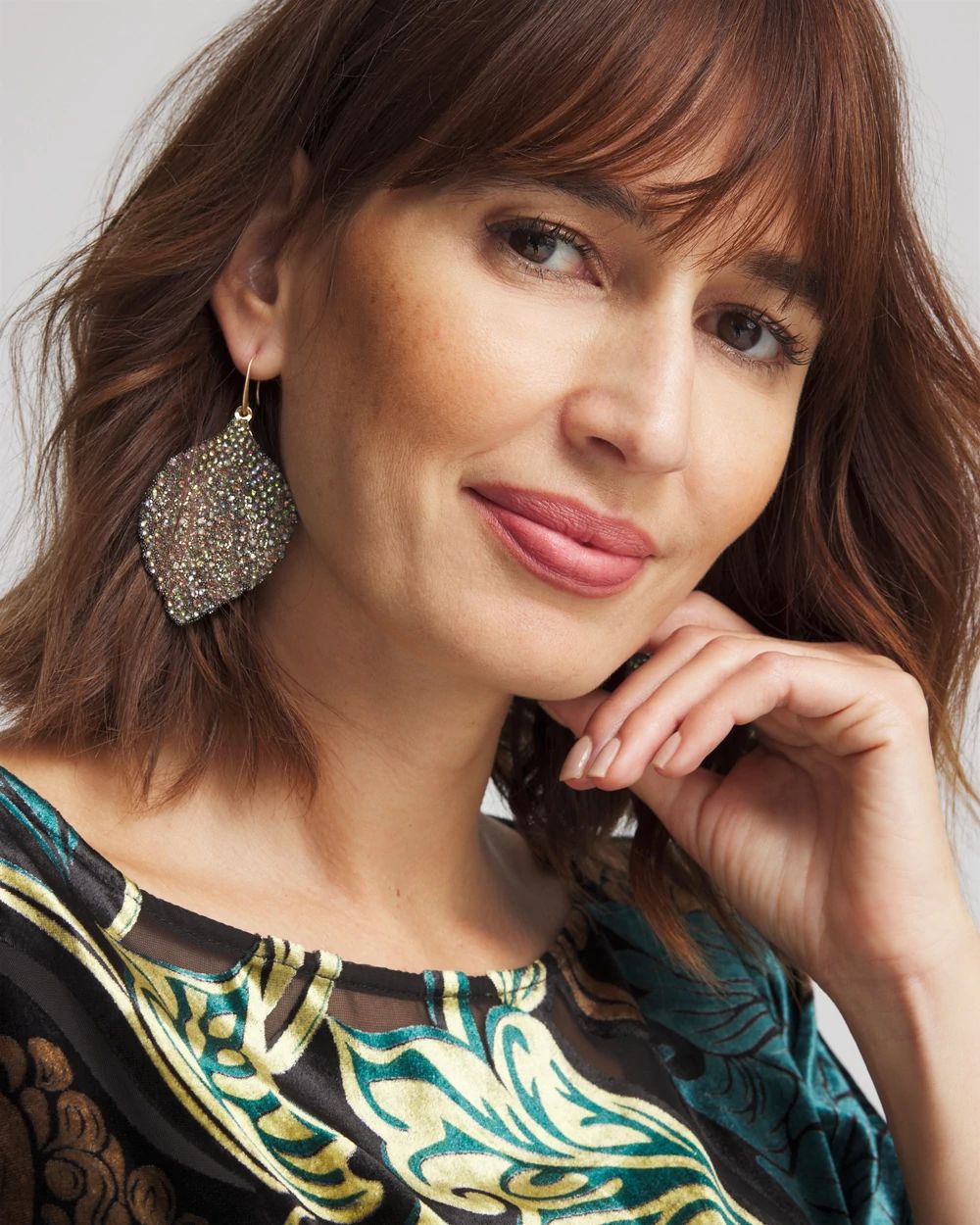 No Droop™ Pavé Leaf Drop Earrings