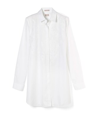 No-Iron Embroidered Cotton-Blend Tunic