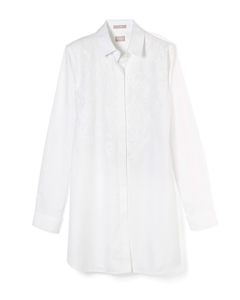 No-Iron Embroidered Cotton-Blend Tunic