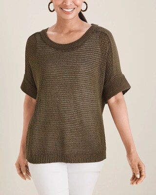 Mesh Sweater-Knit Tee