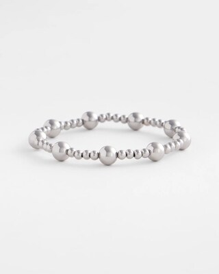 Silver-tone Medium Bead Stretch Bracelet click to view larger image.