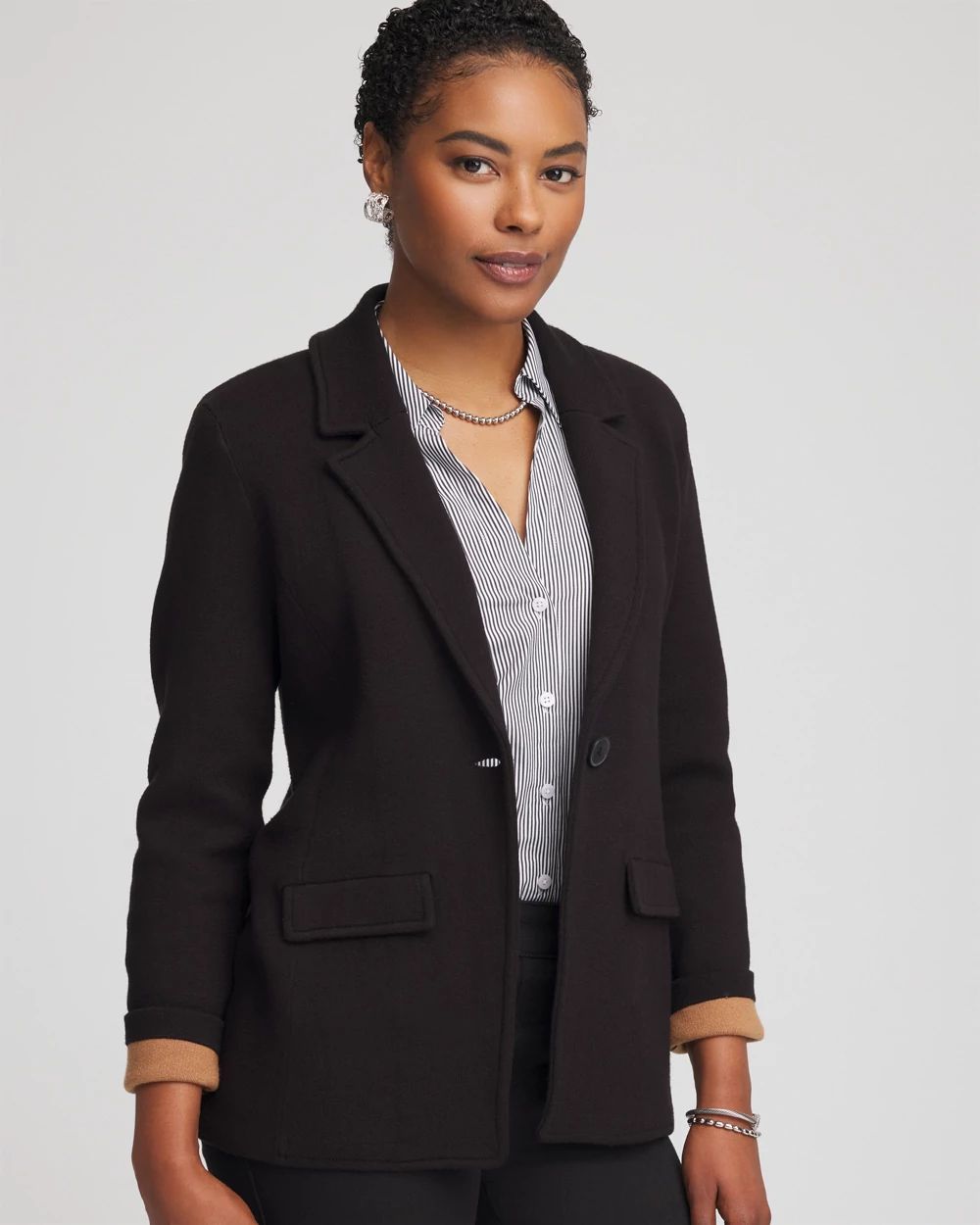 Single-Breasted Sweater Blazer