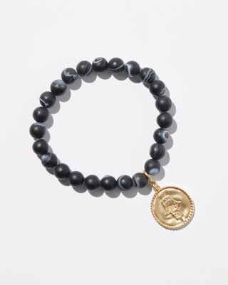 Hamsa Dangle Agate Stretch Bracelet