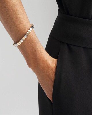 Silvertone Round Stretch Bracelet