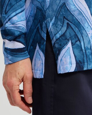 Spun Rayon Leaf Print Cardigan