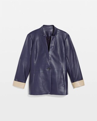 Buttery-Soft Faux Leather Peplum Jacket click to view larger image.