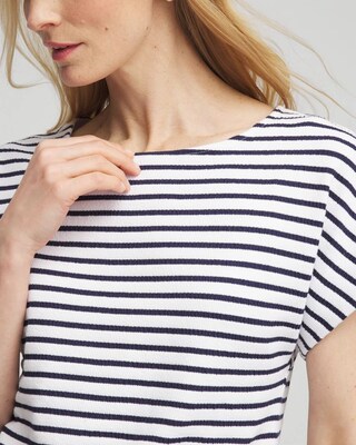 Striped Modern Cap Sleeve Textured Tee click to view larger image.