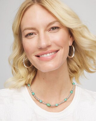 Chico's Originals Short Turquoise Stone Convertible Necklace click to view larger image.
