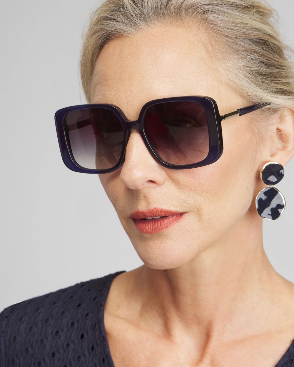 Navy Square Sunglasses