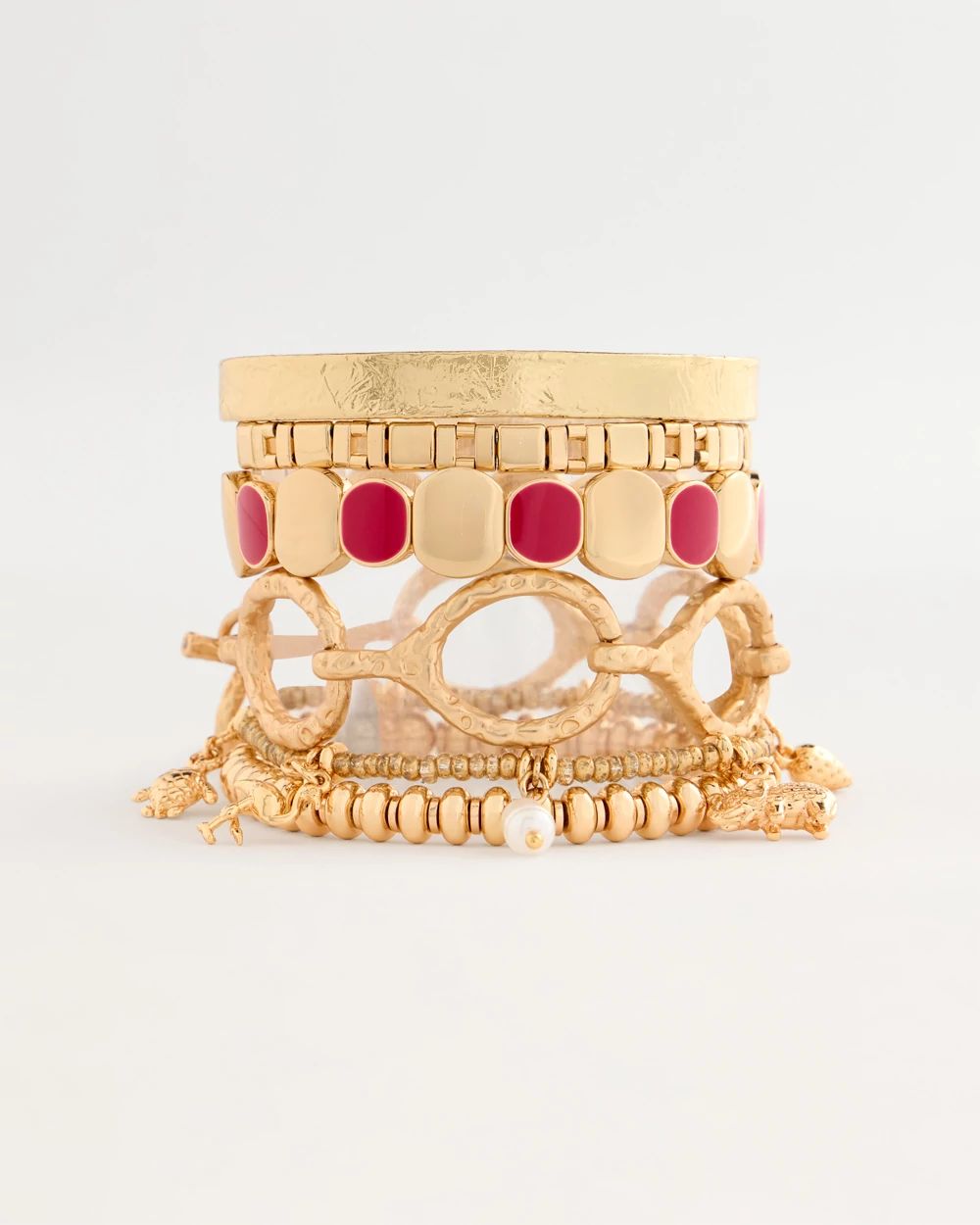 Raspberry Enamel Stretch Bracelet click to view larger image.