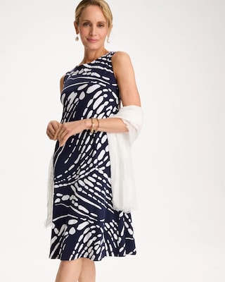 Jersey Knit Printed Shift Dress click to view larger image.