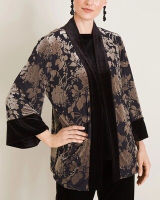 Travelers Collection Reversible Floral Velvet Jacket