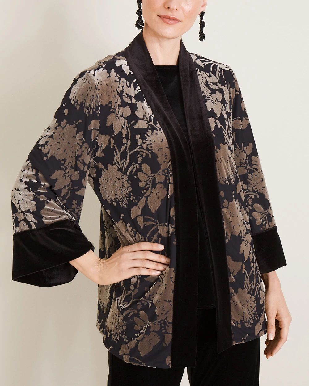 Travelers Collection Reversible Floral Velvet Jacket