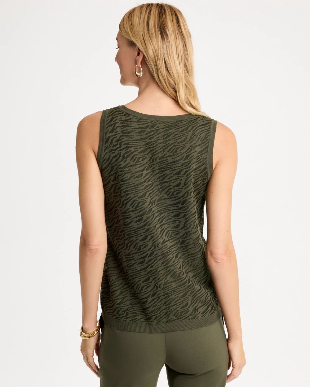Ella Zebra Jacquard Scoopneck Sweater Tank click to view larger image.