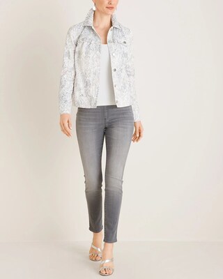 Python-Print Satin Denim Jacket