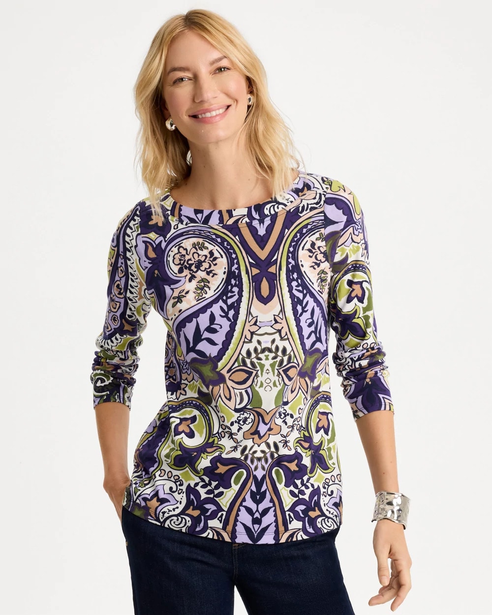 Abstract Pima Cotton 3/4 Sleeve Tee