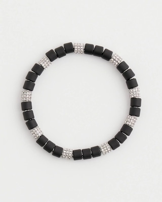 Black Barrel Bead Stretch Bracelet