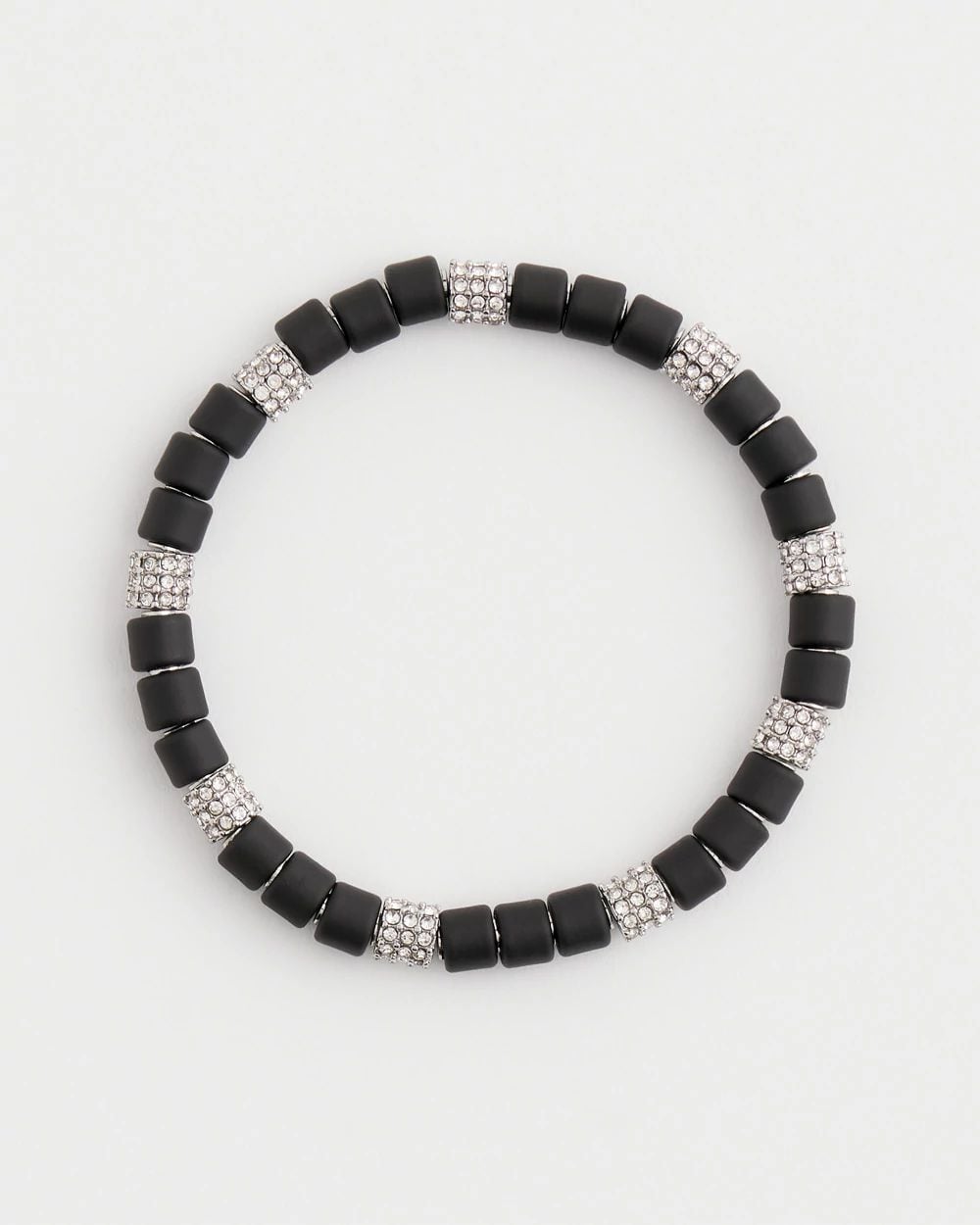 Black Barrel Bead Stretch Bracelet
