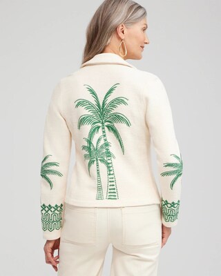 Embroidered Palms Moto Jacket