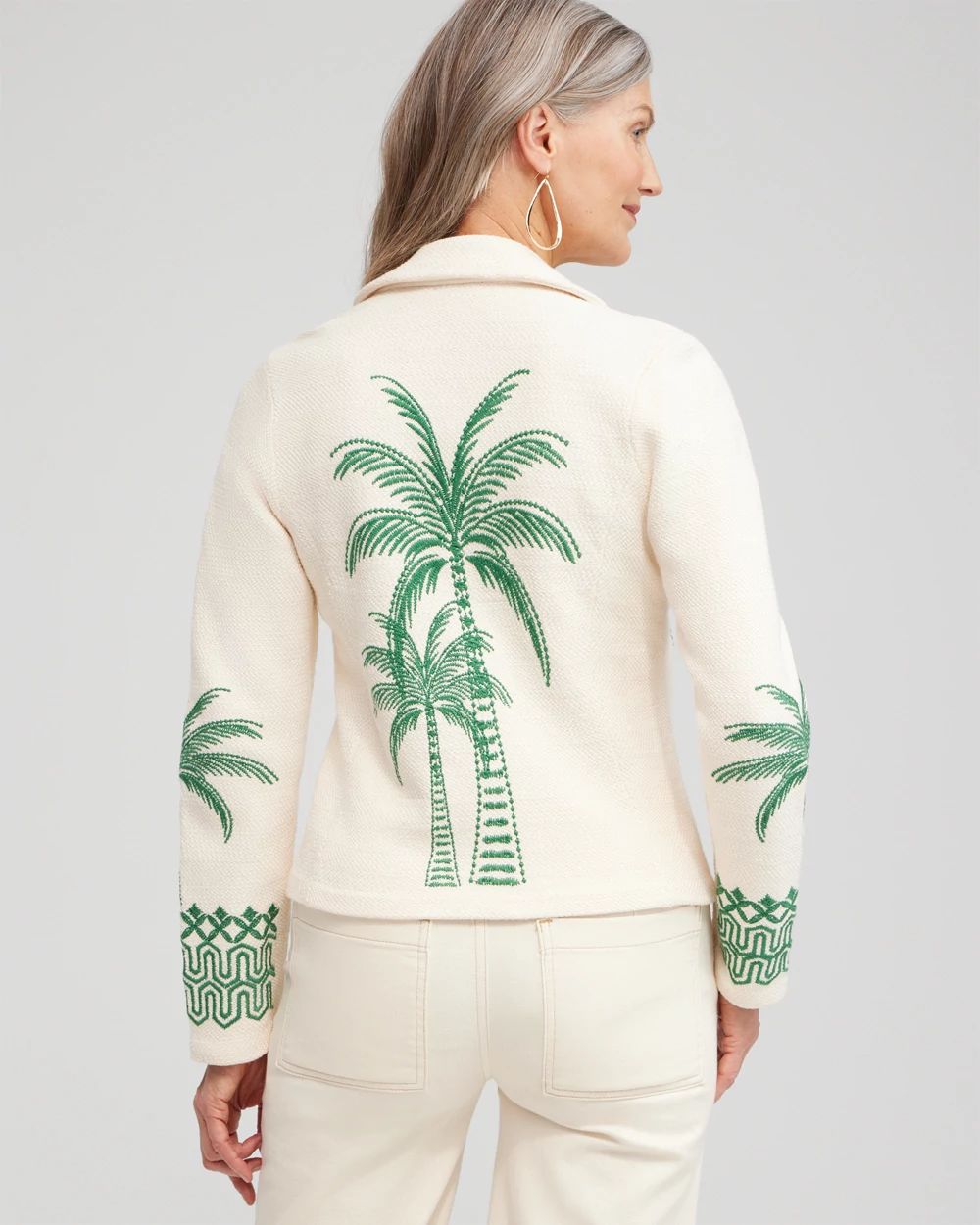 Embroidered Palms Moto Jacket