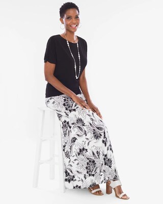 Black and White Floral Maxi Skirt