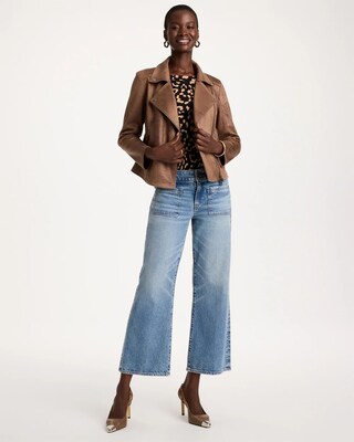 Double-Knit Suede Moto Jacket click to view larger image.
