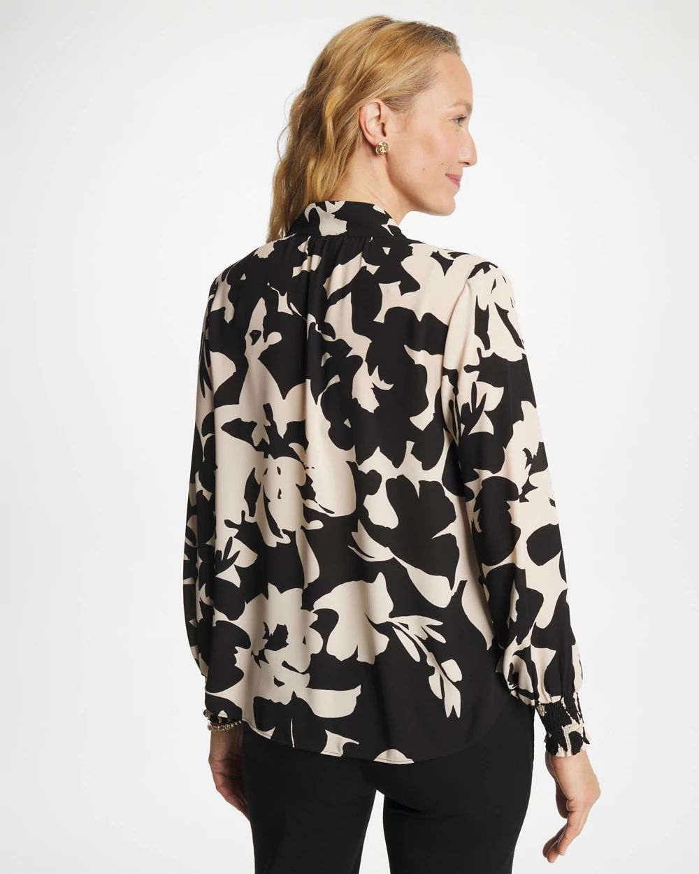 Crepe Mockneck Blouse click to view larger image.