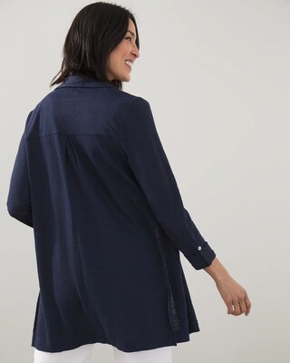 Linen Button Front Tunic Cardigan
