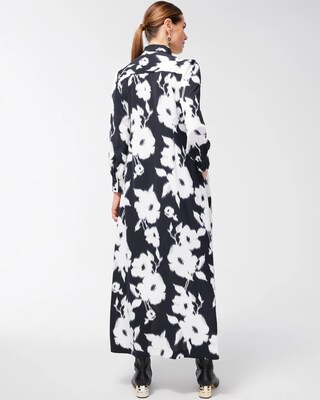 Twill Floral Print Shirt Dress