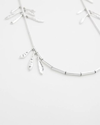 Silver Tone Leaf Necklace click to view larger image.
