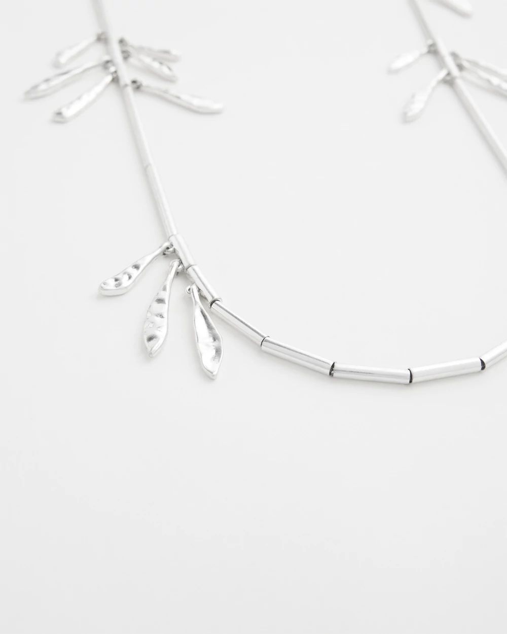 Silver Tone Leaf Necklace