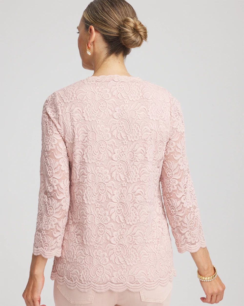 Lace Scallop-Hem Knit Tee