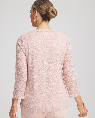 Lace Scallop-Hem Knit Tee