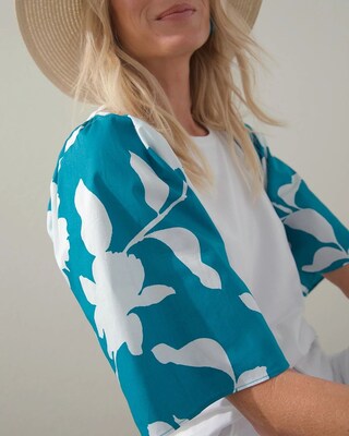 White Floral Elbow Sleeve Tee