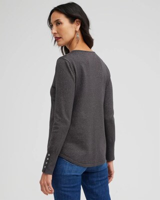 Spun Rayon Lurex V-neck Sweater