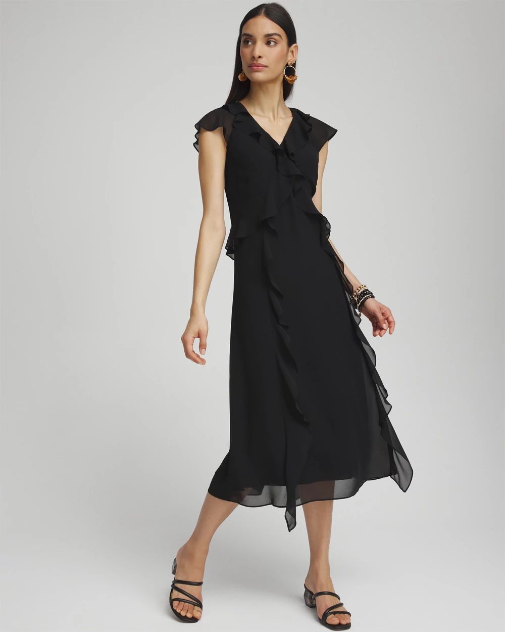 Chiffon Faux Wrap Dress