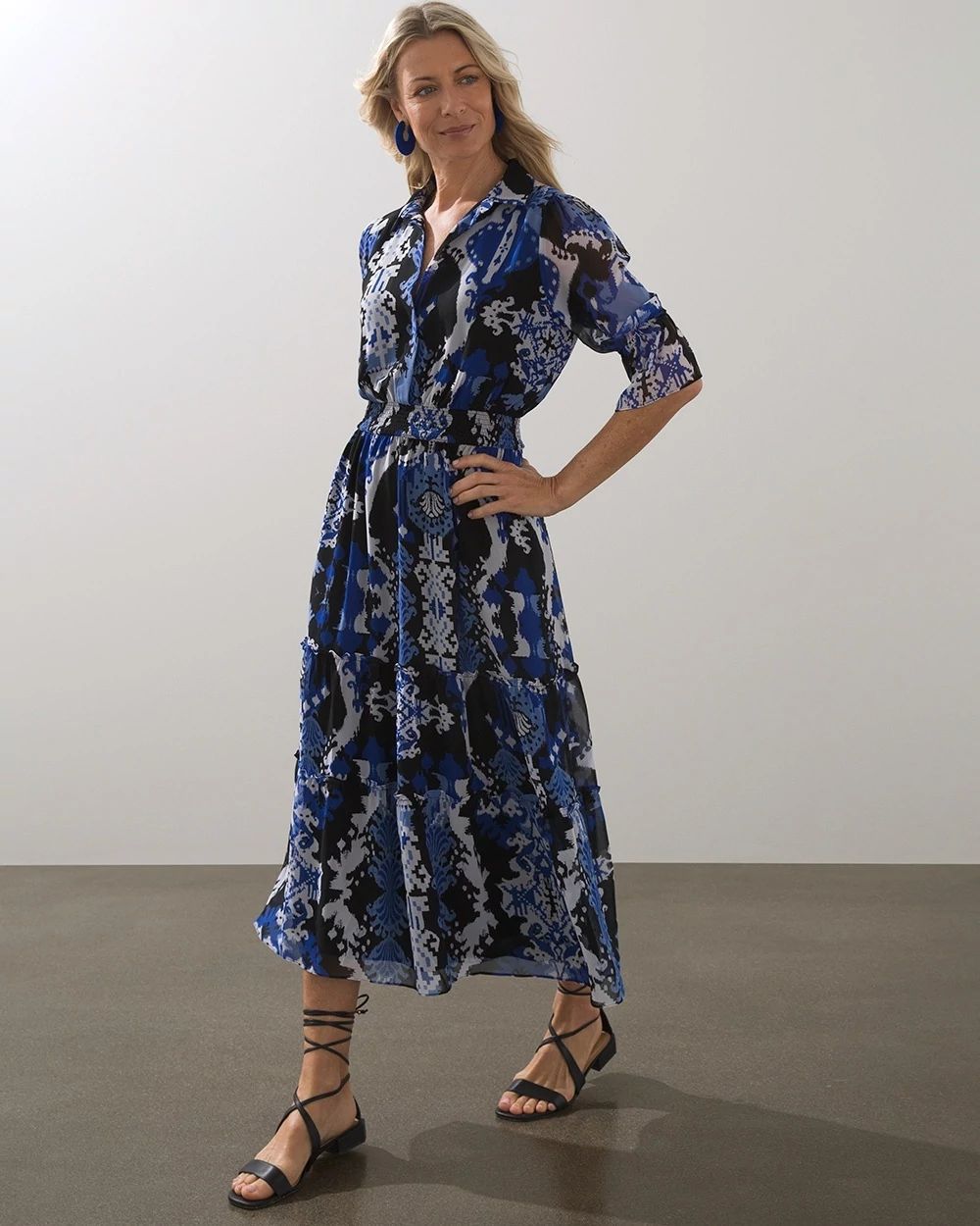 Ikat Tiered Midi Dress