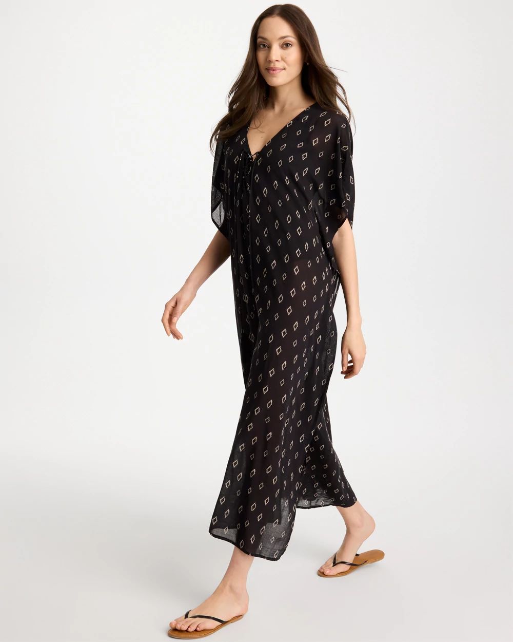 Printed Kaftan Swim Cover-Up click to view larger image.