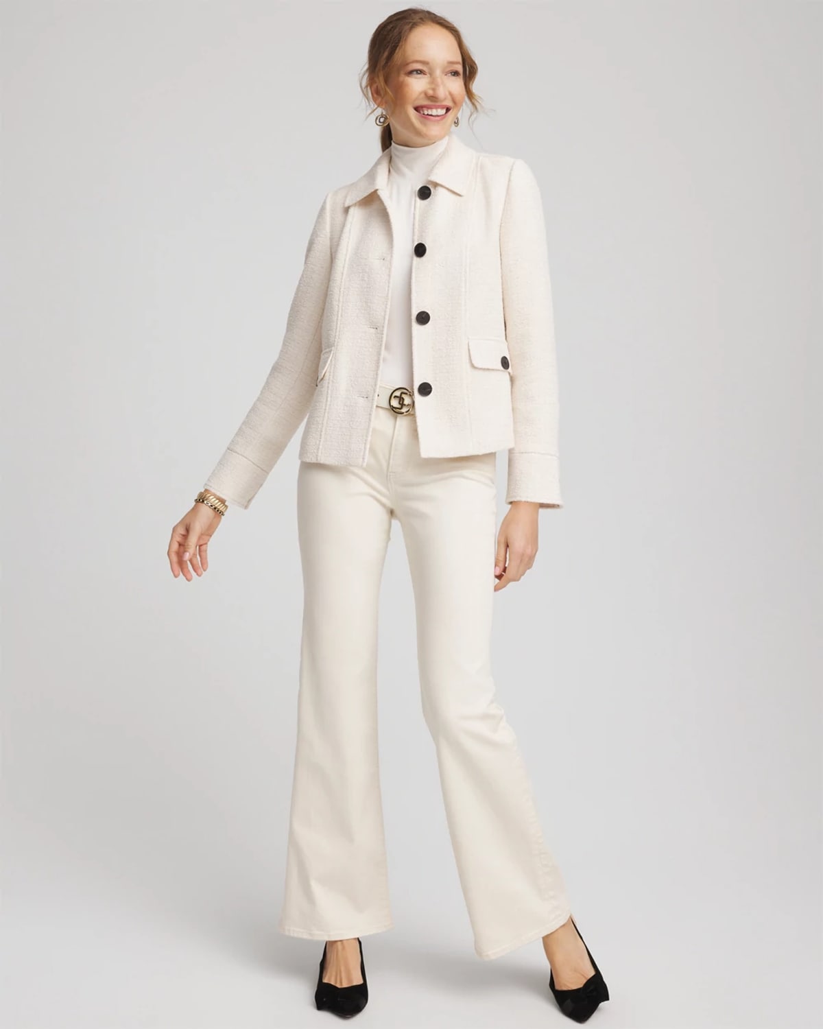 Chico's Boucl Chore Jacket In Cream In White