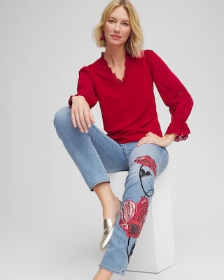 Lace V-Neck Top click to view larger image.