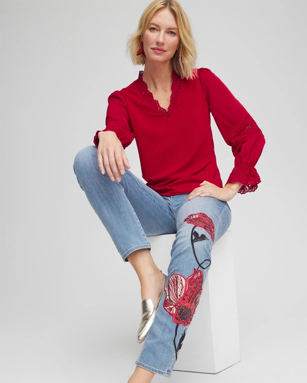 Lace V-Neck Top click to view larger image.