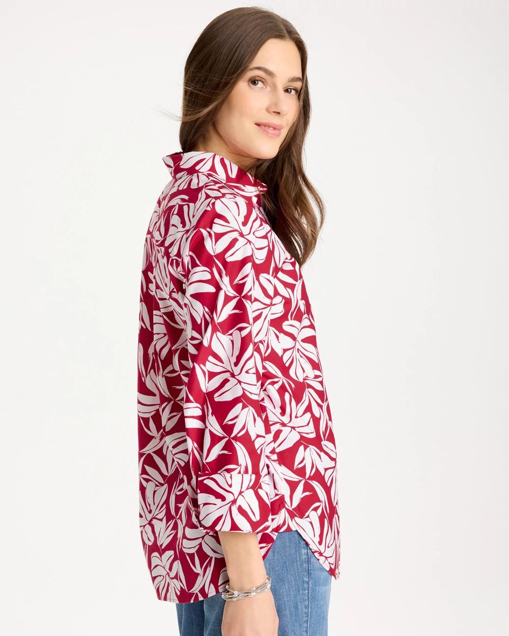 No Iron™ Stretch Palm Print Shirt