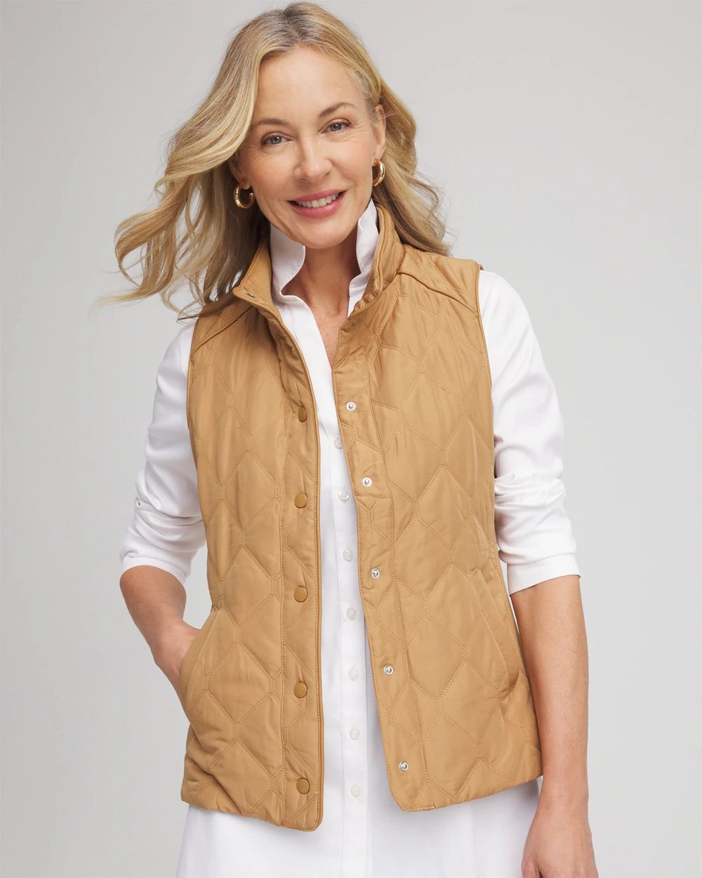 Rib Trim Quilted Vest