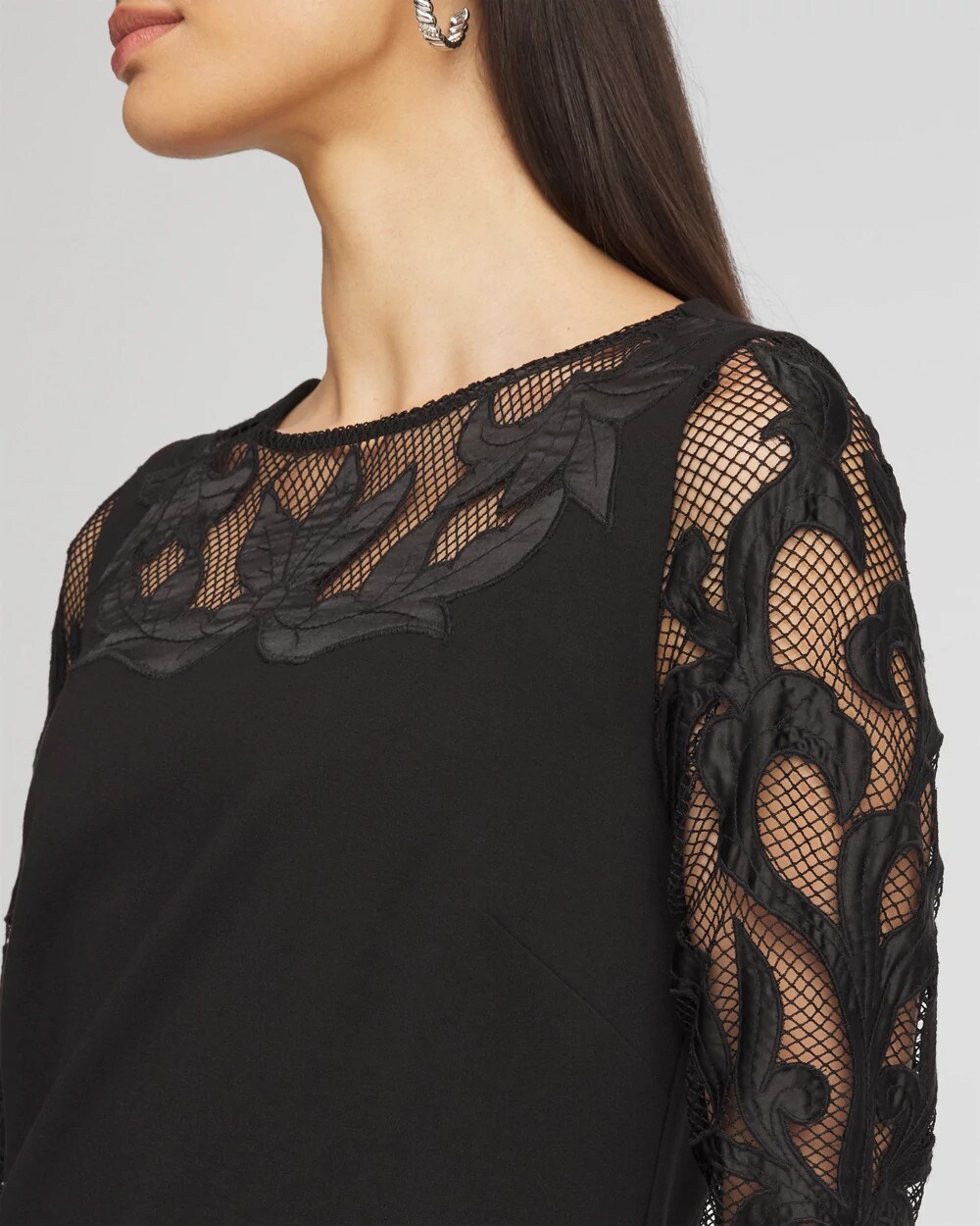 Mesh Floral Ponte Sheath Dress