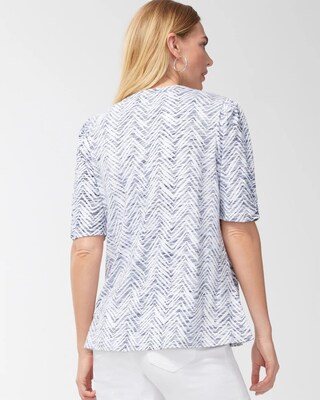 Chevron Gathered Sleeve Slub Tee
