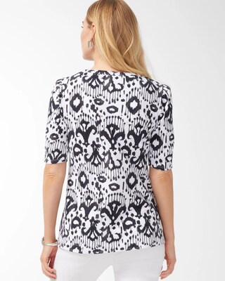 Ikat Gathered Sleeve Slub Tee