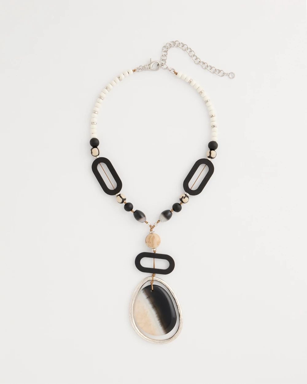 Agate Wood Pendant Necklace